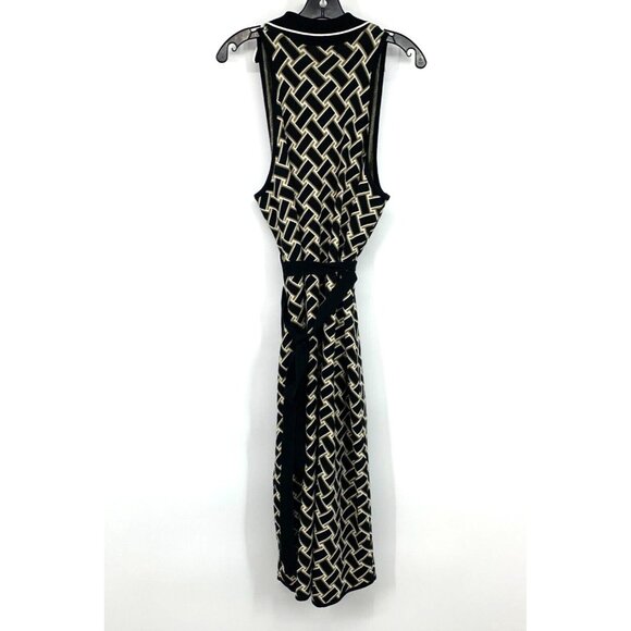 DVF Target Wrap Dress Collared Sleeveless Sweater Midi Black - Picture 9 of 12